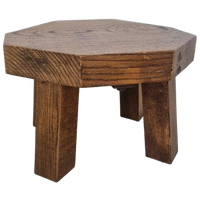 Massief Eiken Vintage Brutalist Achthoekige Tafel