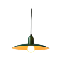 Kleine Groene Emaille Mid Century Schotel Hanglamp