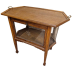 Antiek Theekastje Met Geslepen Glas Vintage Vitrinekast thumbnail 1