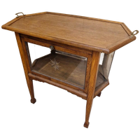 Antiek Theekastje Met Geslepen Glas Vintage Vitrinekast