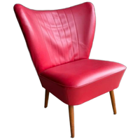 Vintage Cocktail Fauteuil In Rood Skai Leder