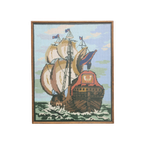 Bruine Lijst Geborduurd Schip thumbnail 1