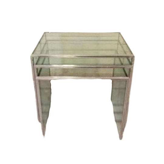 Vintage Glas En Chrome Mimiset Nesting Tables Bijzettafels 1
