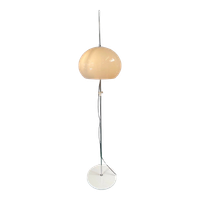 Gepo - Floor Lamp - Space Age - Mushroom Lamp - White Acrylic Shade And Chromed Base