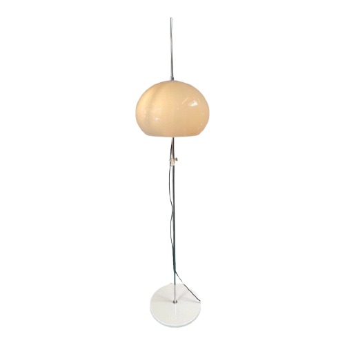 Gepo - Floor Lamp - Space Age - Mushroom Lamp - White Acrylic Shade And Chromed Base