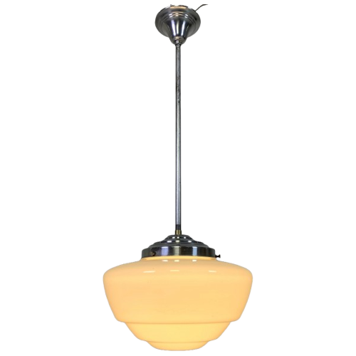 Art Deco Hanglamp Met Getrapte Glazen Kap, Semlite Vsl, Jaren 30