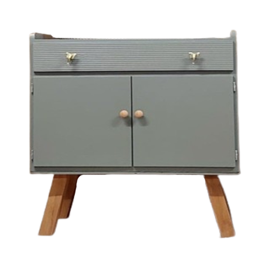 Vintage Commode Met Bladvergroter Groen 1