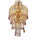 Xxl Murano Teardrop Kroonluchter Hanglamp Vintage Goud Frame thumbnail 1