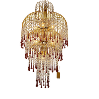 Xxl Murano Teardrop Kroonluchter Hanglamp Vintage Goud Frame