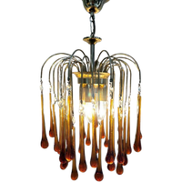 Prachtige Kroonluchter Murano Teardrop Paolo Venini Amber