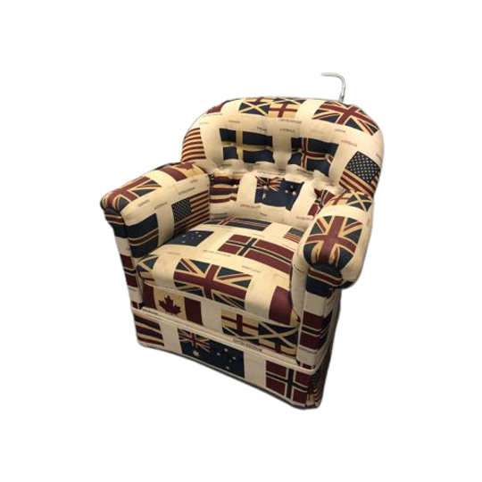 Vintage Fauteuil / Loungestoel Linnen Vlaggen Jaren 50 1