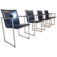 4x Arco Frame - Eetkamerstoelen - Zwart - Leder - Design