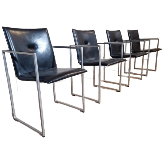4x Arco Frame - Eetkamerstoelen - Zwart - Leder - Design 1
