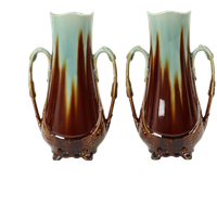 Franse Art Nouveau Majolica Vazen Orchies L’herminè Declercq 27cm