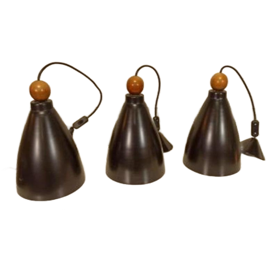 Set Van 3 Vintage Metalen Hanglampen 1