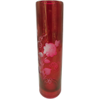 Vintage Rood Cranberry Glas Met Geëtste Bloemen thumbnail 1