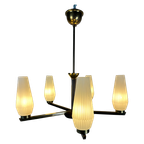Vintage Hanglamp Messing/opaline thumbnail 1