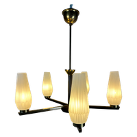 Vintage Hanglamp Messing/opaline