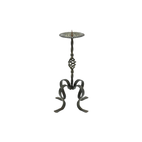 Impressive Sculptural Brutalist Metal Candle Holder 1960s 1