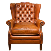 Gave Engelse Chesterfield Oor Fauteuil Cognac Leer