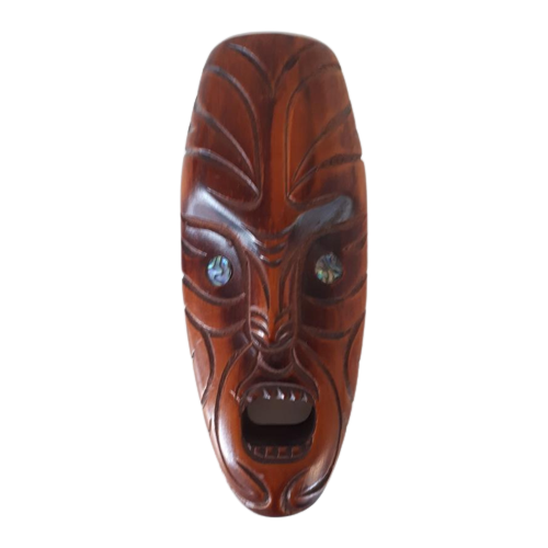 Vintage Masker Wand Sculptuur Maori Masker Houtsnijwerk