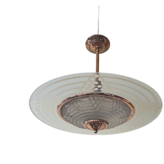 Plafondlamp Hanglamp Schijflamp Met Druiven Art Deco 1930 Frans 1