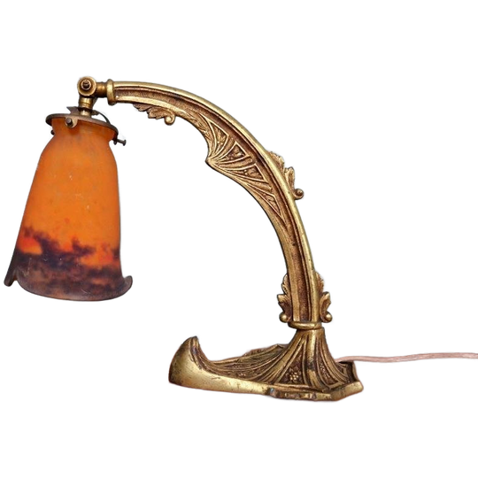 Art Deco Lamp In Brons En Glas Gesigneerd „frères Muller” 1