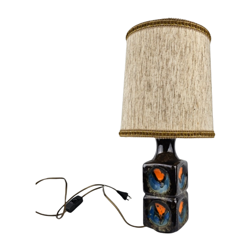 Vintage Fat Lava Tafellamp. Lampenvoet Is Bruin, Blauw En Oranje