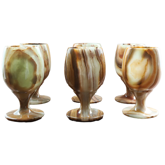 Set Van 6 Vintage Onyx Wijnglazen In Koffer, Jaren '60 1
