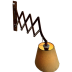 Vintage Houten Wandlamp / Schaarlamp Met Kapje 'aro Leuchten thumbnail 1
