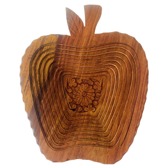 Vintage Opvouwbare Teak Appel Schaal 1