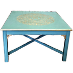 Salontafel In Turquoise Met Goud Patronen thumbnail 1