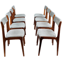 8 Deense Erik Buch Stoelen Lichtblauwe Rib Diner Chairs