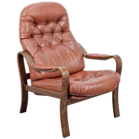 Vintage Møbler Sweden Fauteuil Bruin Leer Gecapitonneerd ‘60