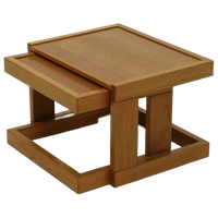 Set Of 2 Italian Modern Oak Side Nesting Tables 1970s