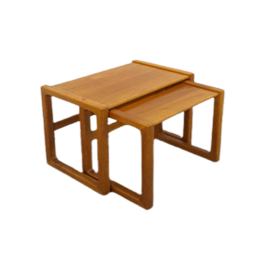 Teak Vintage Bijzettafel Set 1
