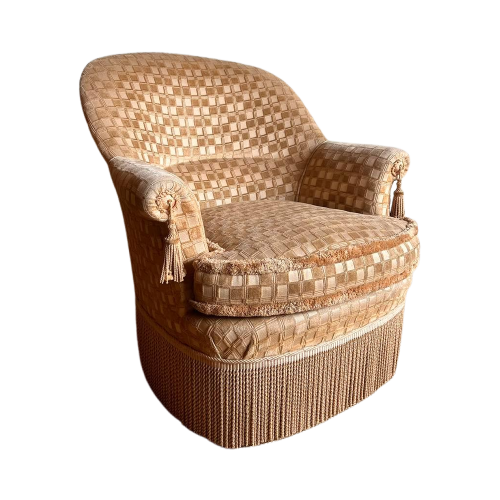 Cocktail Boudoir Fluweel Fauteuil Met Franje Vintage