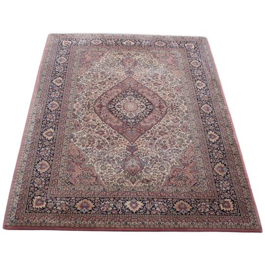 Mooi Oosterse Stijl Vloerkleed Met Onder Andere Roze En Blauwe Kleuren 302X208Cm 1