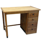 Antiek Bureau Art Deco Eiken Met Ladeblok thumbnail 1