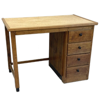Antiek Bureau Art Deco Eiken Met Ladeblok