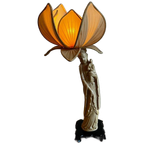 Quanyin Chinese Lamp Met Lotus Kap Vintage thumbnail 1