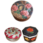 3 X Mooie Vintage Blikken Rond Bloemen Design thumbnail 1