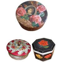 3 X Mooie Vintage Blikken Rond Bloemen Design
