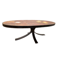 Vintage Franse Brutalist Salontafel Jean Jaffeux