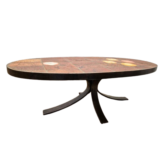 Vintage Franse Brutalist Salontafel Jean Jaffeux 1