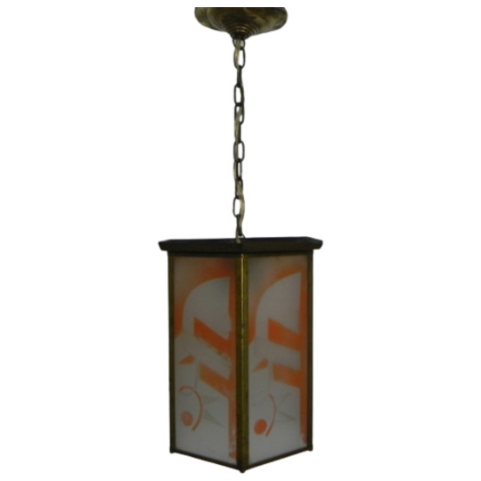 Art Deco Hanglamp Met 6 Glasplaatjes 1