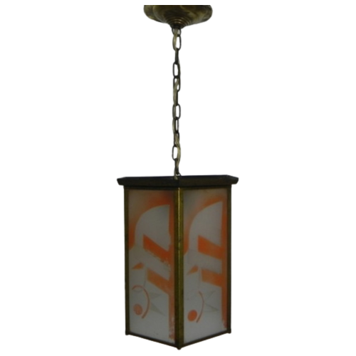 Art Deco Hanglamp Met 6 Glasplaatjes