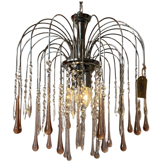Roze Teardrop Venini Model Chrome Xl Hanglamp Kroonluchter 1