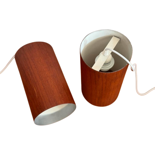 Set Vintage Teak Hanglampen Midcentury Jaren 60