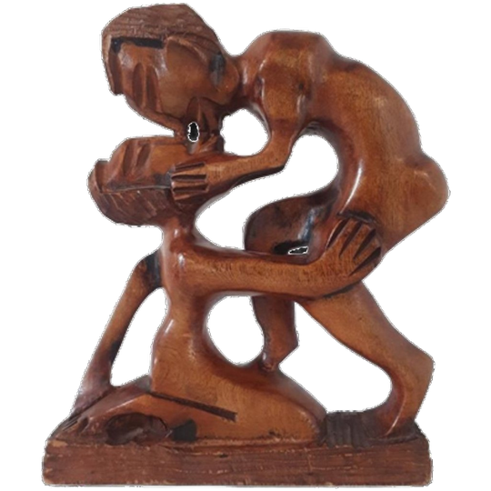 * Vintage Beeld 2 Kussende Mannen Of Man En Vrouw ? Midcentury 1